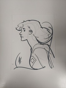 Adam Hughes Original Art Pencil And Marker Sketch Supergirl 8 1/2× 11