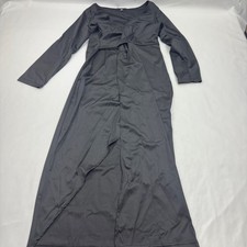 Unbranded Women's Wrap Dress Black S Polyester Long Sleeve Belted
