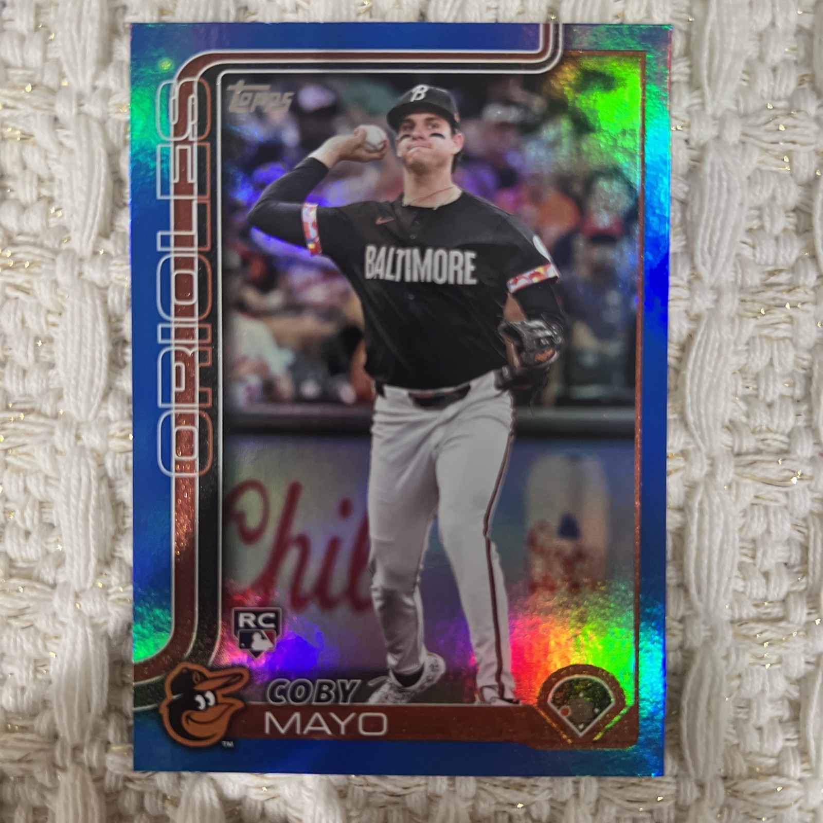 2025 Topps Series 1 Coby Mayo #20 Blue Holo Foil /150 (RC)