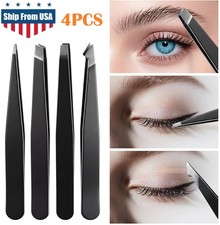 4Pcs/Set Stainless Steel Tweezers Set Eyebrow Tweezers Clip Precision Tweezers