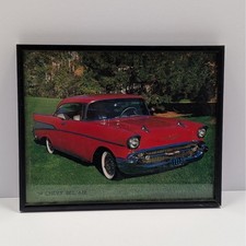 1957 Chevy Bel Air Framed Print Red Classic Car Vintage Auto Wall Art Retro