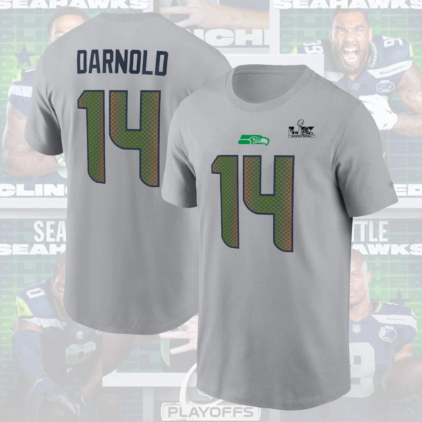 Sam Darnold #14 Seattle Seahawkss Super B.owl Name & Number Fan Look
