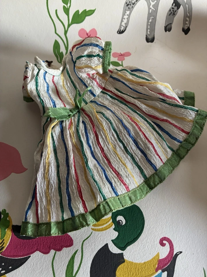 Robe  Authentique GAUTIER LANGEREAU pour la poupée Bleuette MILLE RAIES de  1939 - Photo 4/4