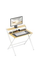 Scrivania Pieghevole con Ripiano Rialzato Bianca e color Legno
