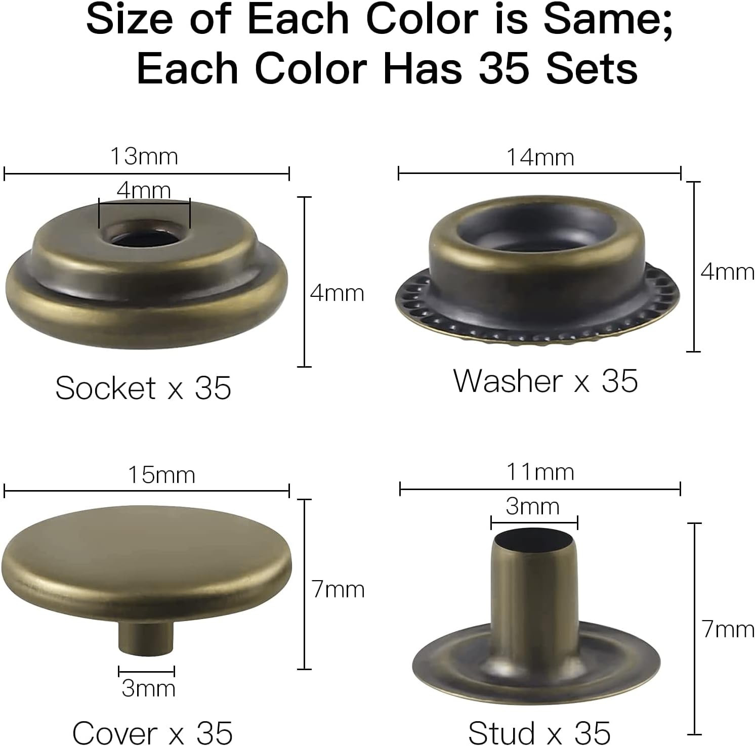 420-Piece Leather Snap & Fastener Kit - 5/8" (15Mm) Snap Button Kit - for Leathe