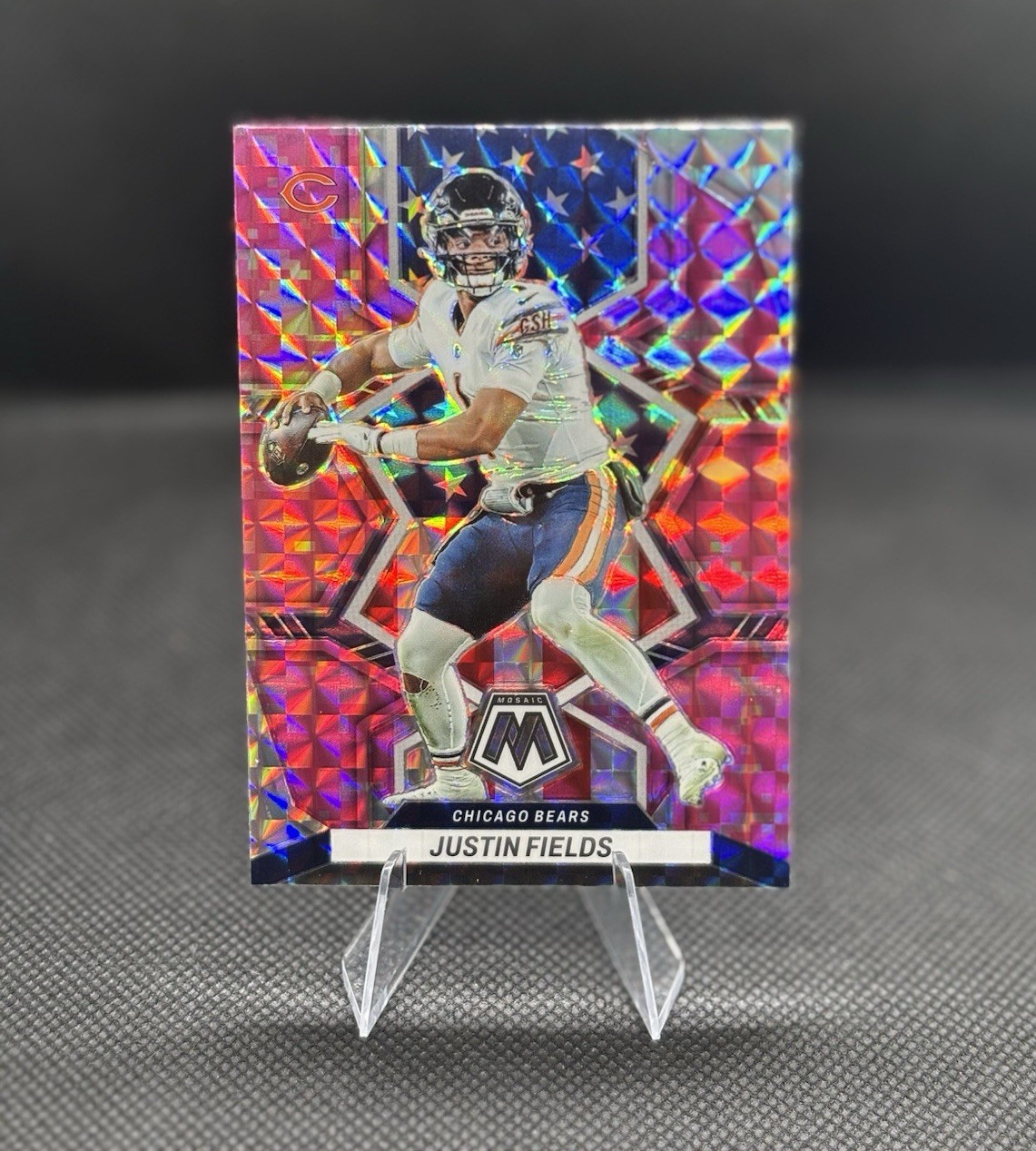Panini Mosaic Justin Fields #268 National Pride Prizm Chicago Bears Football