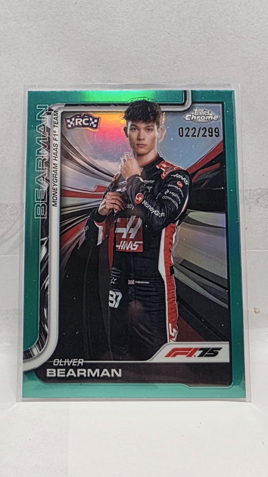 2025 Topps Chrome Teal F1 Oliver Bearman #14 /299
