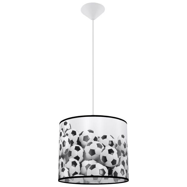 Lustre suspension football noir et blanc E27 luminaire en PVC pour relooker une chambre ado