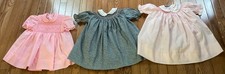 3 Vintage Little Girls Hand Smocked Dresses Flinders Smockery Popsicle Size 4