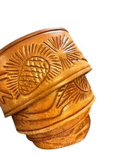 Brown Tooled Leather Belt Western Acorn 1 7/8" Wide Size 32 Mens Boys Youth Med