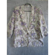 Apparenza Women's Vintage Floral Linen Blend Blazer Jacket Size M Made in USA