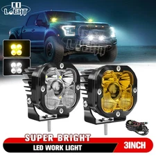 Laser 3" White Or Amber LED Work Fog Light Pods for Toyota Nissan Pickup Trucks