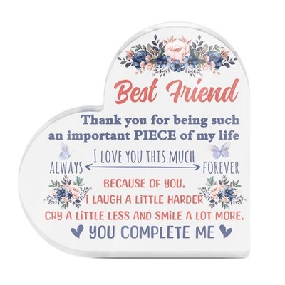 Beste Freundin Floral Wertschätzung Herzförmiger Block Acryl Plakette Geschenk