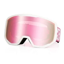  Ski/Snowboard Goggles for Men Women, OTG Snow Goggles Anti Fog Pink Frame Pink