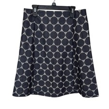 Renee C. Black & White Polka Dot Print A-Line Skirt USA Made