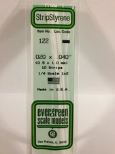 Evergreen Scale Models Styrene Strip .020 x .040 (10 pcs) #122