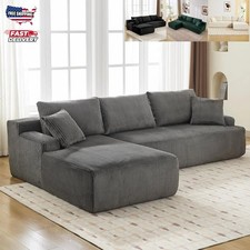 Modern Sectional Modular Deep Seat Sofa Cloud Couch L-Shape Chaise Corduroy 106