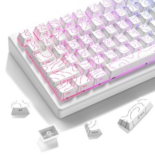 98 PCS White Topographic Keycaps Backlit Cherry Profile 61/64/66/68/71/75/84