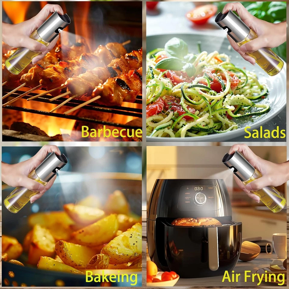 Spruzzino Olio per Friggitrice Ad Aria 2 Pezzi, Oliera Spray per Cucina, Nebuliz - Immagine 4 di 4