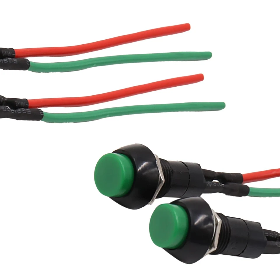 2Pcs CC 12V-24V Coche Botón Pulsador con Cable Interruptor Momentáneo de Bocina - Imagen 4 de 4