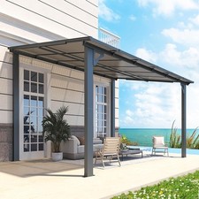 3 x 3m Wall Mounted Pergola Outdoor Aluminium Gazebo Patio Lean to Awning Deck