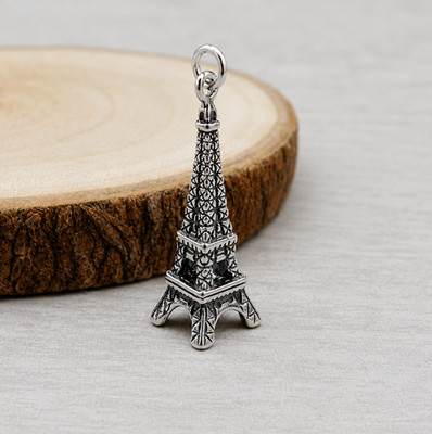 Sterling Silver 3D Eiffel Tower Charm - Paris France Pendant - Travel Jewelry
