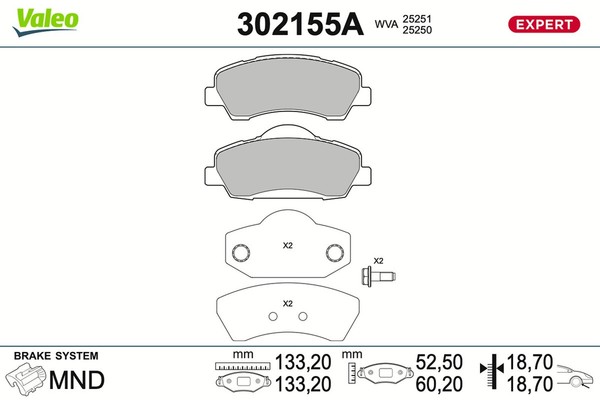 Bremsbelagsatz Scheibenbremse Expert Valeo 302155A FüR Peugeot 308 2 SW 301 THP-image