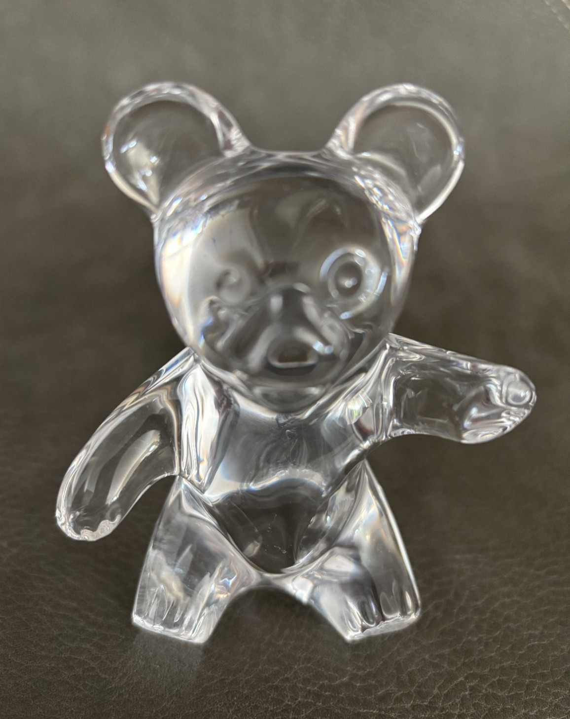 Daum France Crystal Teddy Bear Paperweight 4” Art Glass Signed