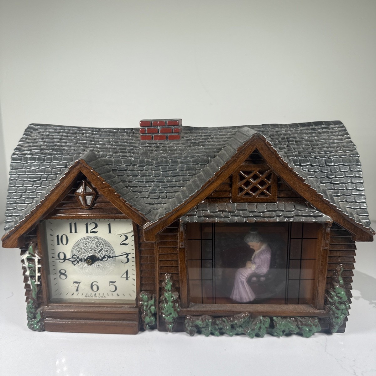 Vintage Haddon Home Sweet Home Clock Rocking Granny Model 30 _READ