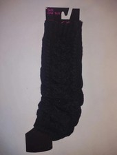 Yelete One Size Black Pointelle Knit Warm Leg Warmers Over The Calf Boot Cuffs