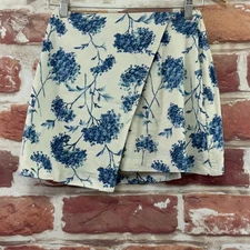 Abercrombie & Fitch Mini Skirt Skort Womens XS White Blue Floral Shorts Liner