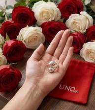 UNOde50 Silver Tone Elegant Crimson Embrace Style Ring 