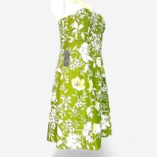 Ann Taylor Women's Green Floral Strapless Knee-Length Summer Dress Size 14