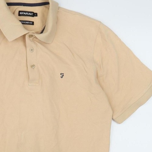 Farah Men's Beige Polo Shirt L Regular Fit - Picture 8 of 12