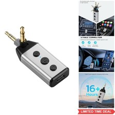 Bluetooth 5.4 AUX Car Adapter Receiver 3.5mm Rotatable Jack Built-In Mic 16H