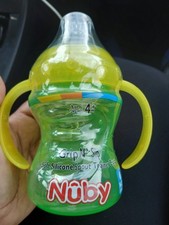N by Grip N' Sip Soft Silicone Spout Trainer Cup Green Yellow 8oz 4m