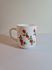ARCOPAL Milk Glass RED ROSES Made in France White Coffee Cup / Mug — photo 3