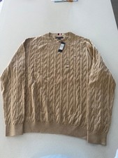 TOMMY HILFIGER Men's Classic Cable Knit Sweater Beige NWT Size XXL