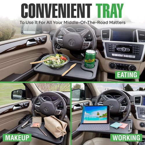 Steering Wheel Tray for Eating, Laptop Desk, Car Accessories, Road Trip Essen... - Picture 2 of 7