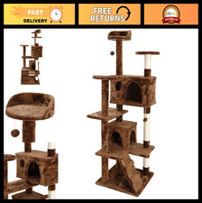 Heavy Duty 53" Multi-Level Cat Tree Tower with Condo Scratching Posts - Brown
