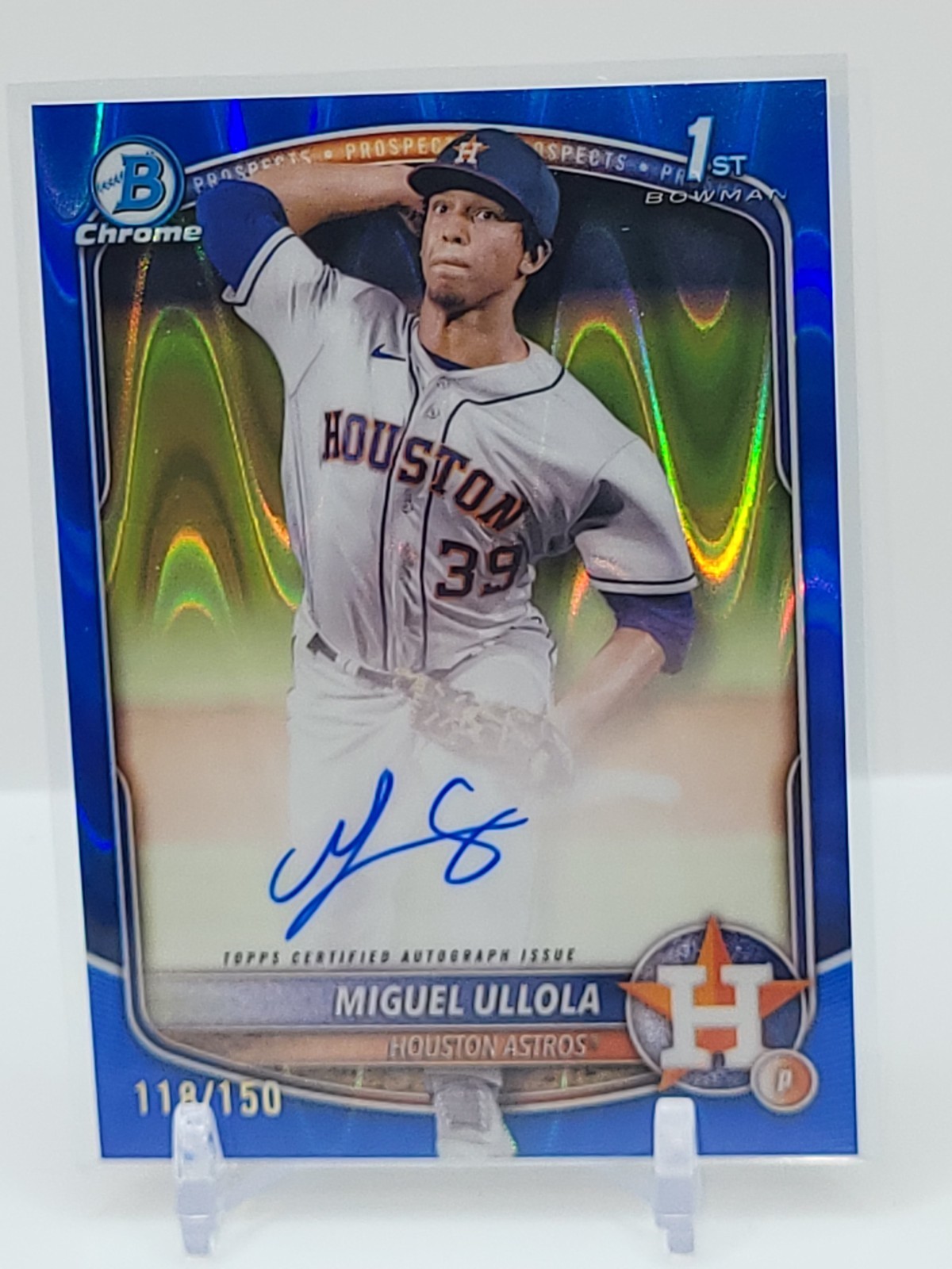 2025 Bowman Chrome Miguel Ullola auto 1st Bowman blue raywave refractor /150