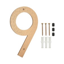 12 Inch Number 9 ABS Plastic Floating House Number with Nail Kit, Gold Tone