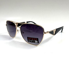 New GUESS Double Bridge Aviator Sunglasses GO00081 Classic Black Lens Gold