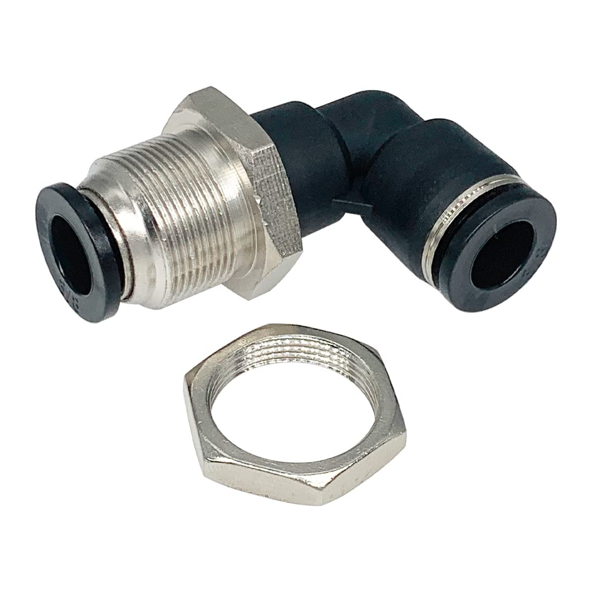 Jienk 5Pcs Bulkhead Elbow 3/8" x 3/8" Tube OD Push to Connect Tube Fitting, P...