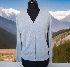 Grace Karin Button Up Cardigan Sweater Gray XXL Old Money Heritage Preppy Granny