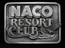 PA01150 VINTAGE 1988  NACO RESORT CLUB  CAMPGROUND PEWTER SISKIYOU BELT BUCKLE