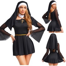 UK Women Naughty Nun Sexy Costume Hen Halloween Ladies Fancy Dress Outfit Party