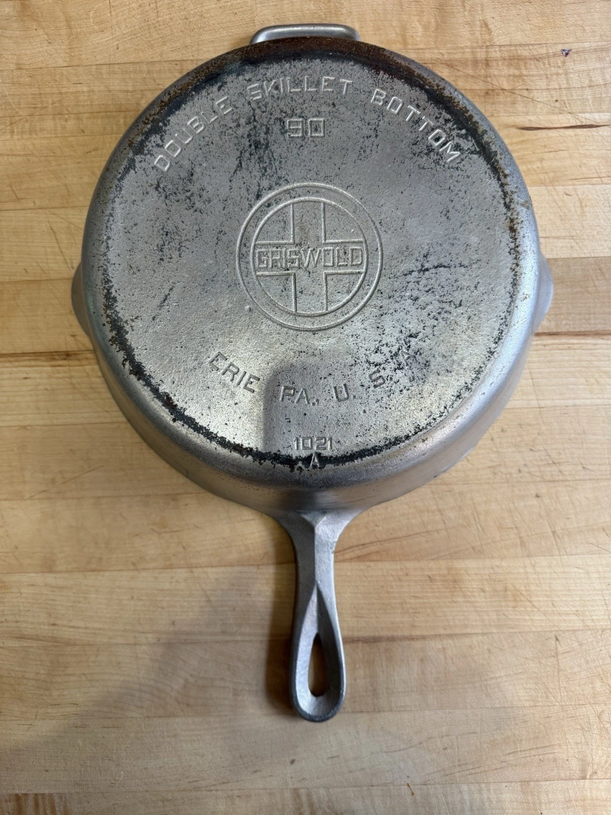 Griswold No.90 Double Skillet 1021/1022 Nickel Finish