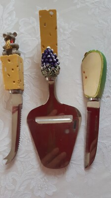 Käsehobel, Käsemesser, Obst Messer mit Deko Maus,Apfel,Weintr Fackelmann INOX