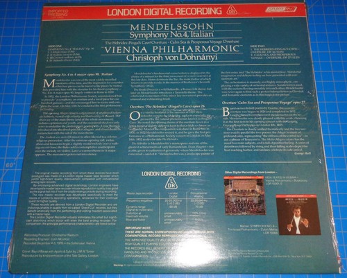 Christoph von Dohnanyi MENDELSSOHN Symphony No.4 London Digital LDR 10003 SEALED - Picture 2 of 2